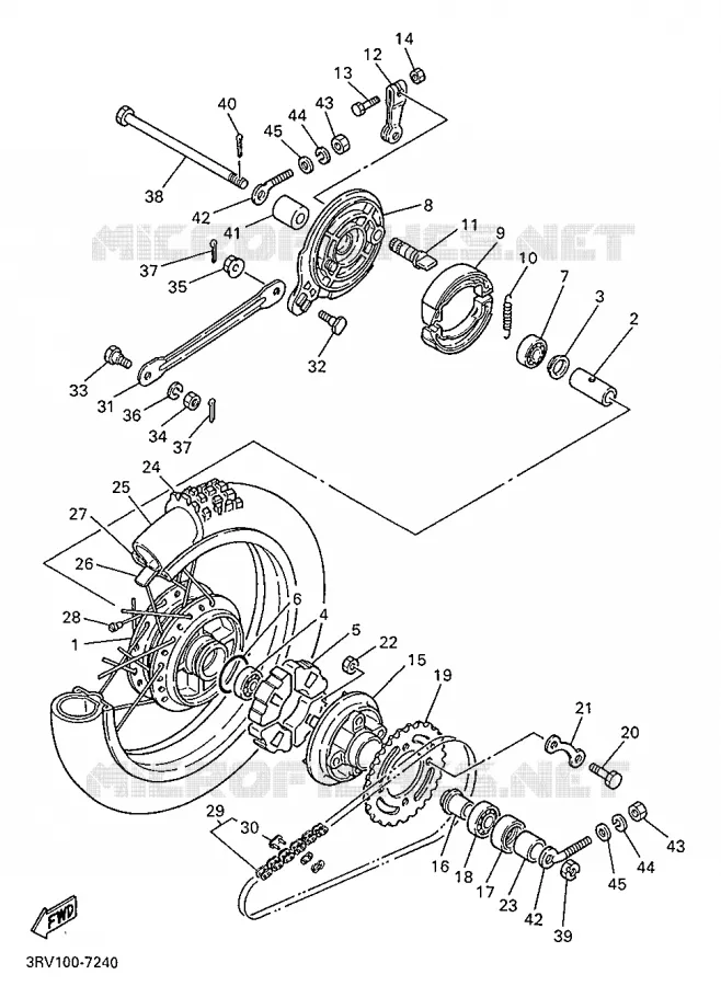 ROUE ARRIERE Yamaha MOTO 80 1997 PW  PW80