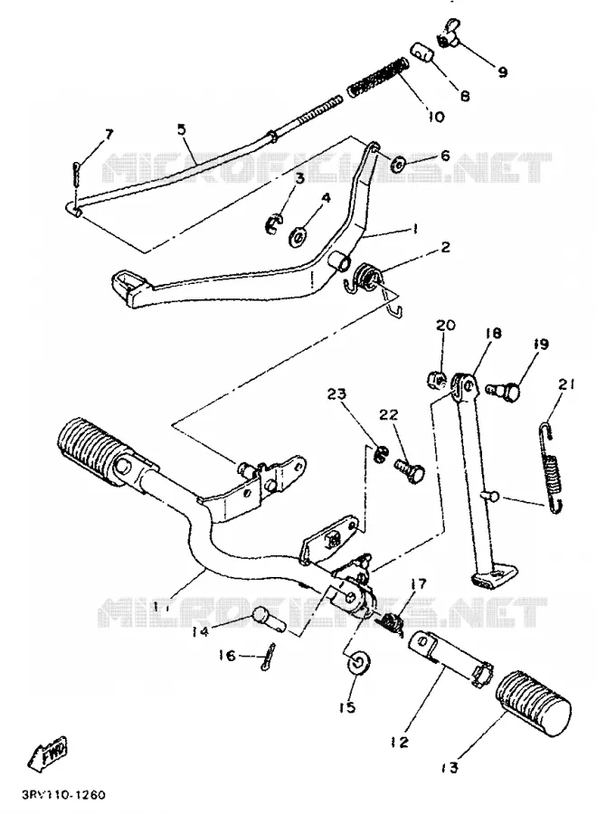 SUPPORT / REPOSE PIEDS Yamaha MOTO 80 1997 PW  PW80