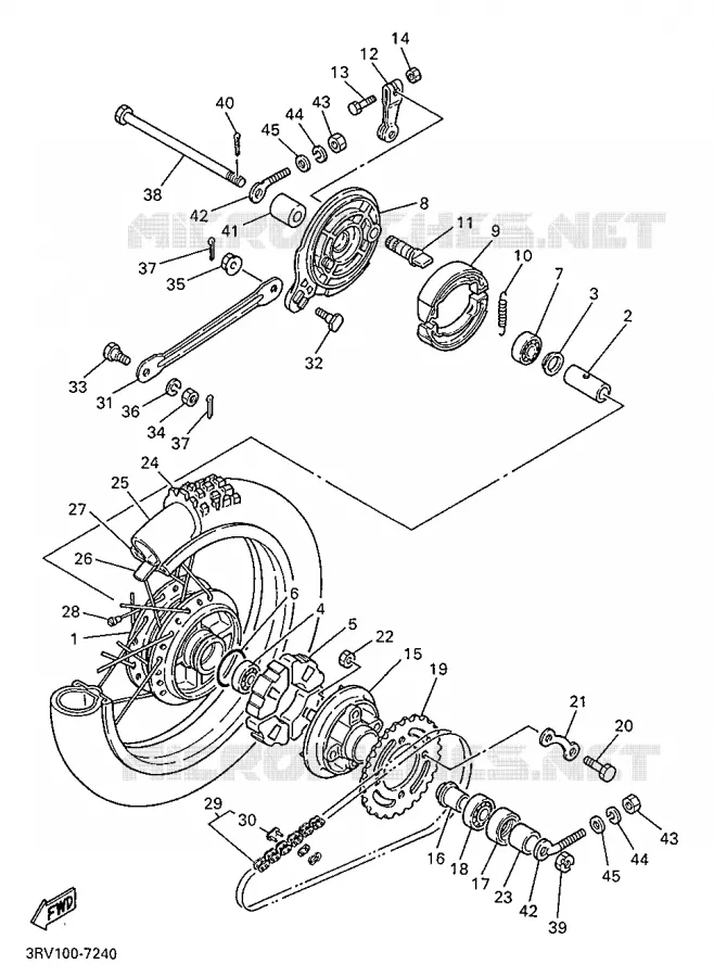 ROUE ARRIERE Yamaha MOTO 80 1998 PW  PW80