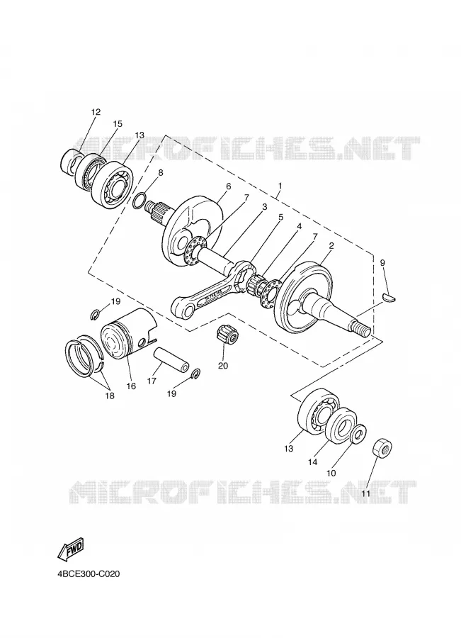 VILEBREQUIN / PISTON Yamaha MOTO 80 2007 PW  PW80
