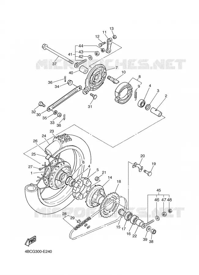ROUE ARRIERE Yamaha MOTO 80 2008 PW  PW80X