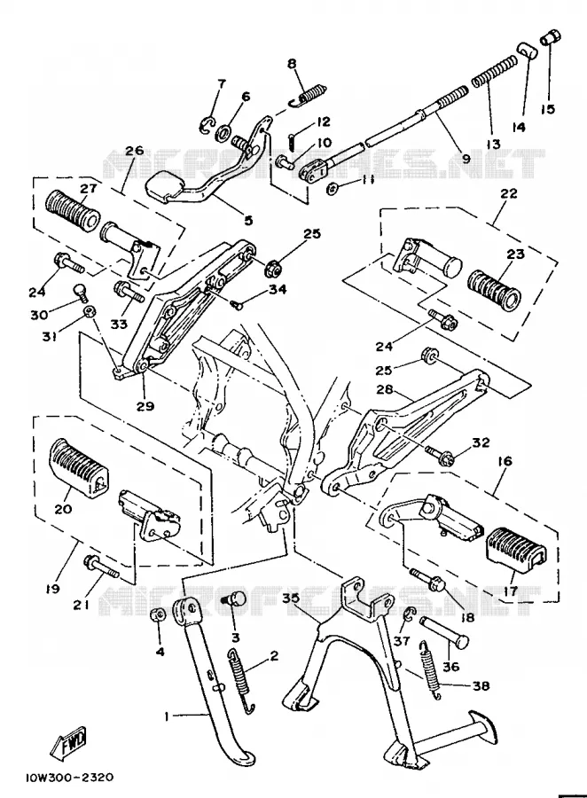 SUPPORT / REPOSE PIEDS Yamaha MOTO 125 1986 RDLC  RD125LC