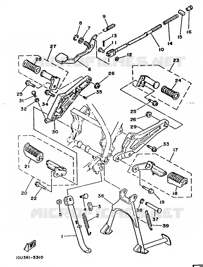 SUPPORT / REPOSE PIEDS Yamaha MOTO 125 1986 RDLC  RD125LC