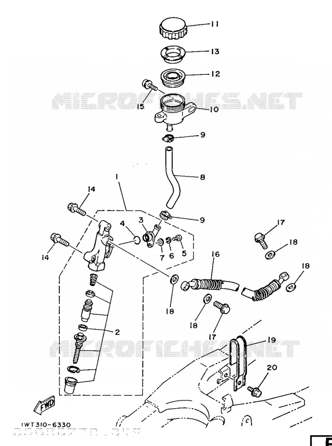 MAITRE CYLINDRE DE FREIN ARRIERE Yamaha MOTO 350 1986 RDLC  RD350LCF