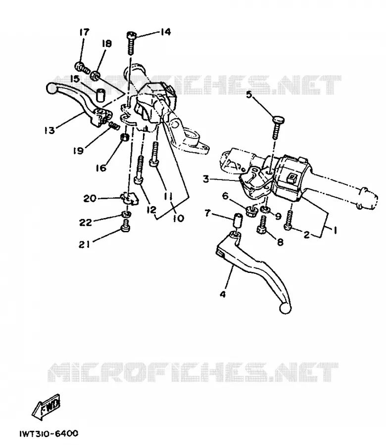 COMMODO / LEVIER Yamaha MOTO 350 1988 RDLC  RD350LCF