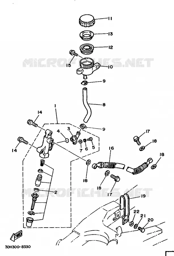 MAITRE CYLINDRE DE FREIN ARRIERE Yamaha MOTO 350 1988 RDLC  RD350LCF