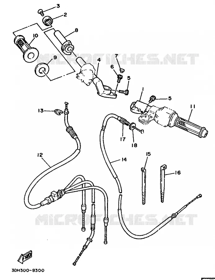 GUIDON ET CABLES Yamaha MOTO 350 1988 RDLC  RD350LCF (20KW)