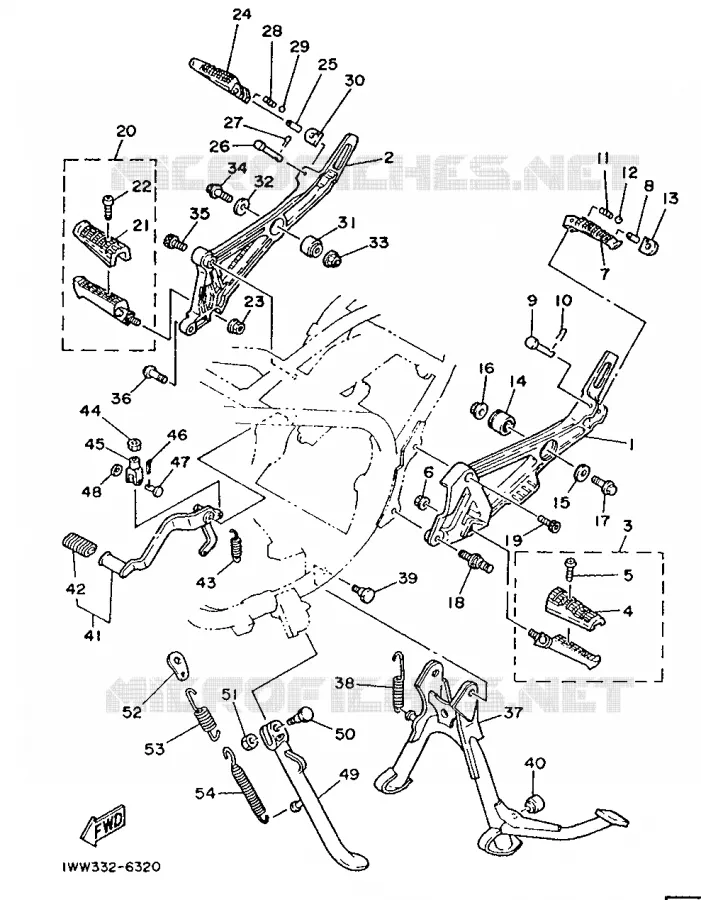 SUPPORT / REPOSE PIEDS Yamaha MOTO 350 1988 RDLC  RD350LCF (37KW)