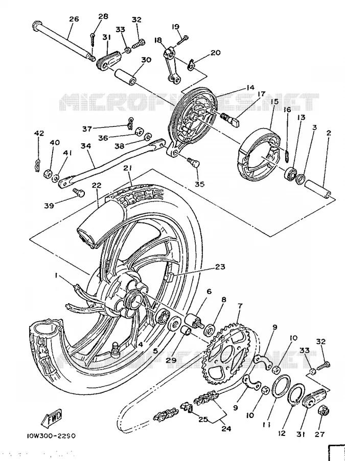 ROUE ARRIERE Yamaha MOTO 75 1991 RDLC  RD75LC