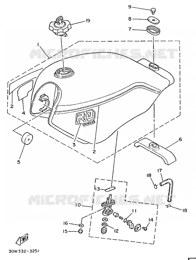 RESERVOIR A ESSENCE Yamaha MOTO 75 1991 RDLC  RD75LC
