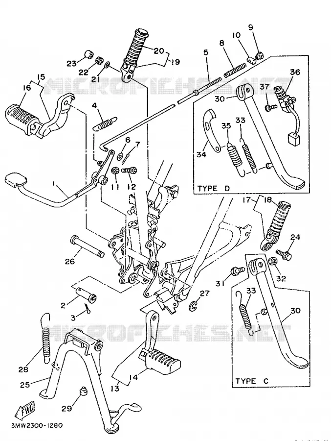 SUPPORT / REPOSE PIEDS Yamaha MOTO 125 1989 SR  SR125