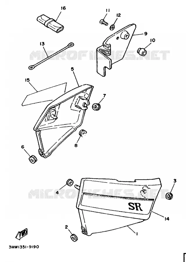 COUVERCLE LATERAL Yamaha MOTO 125 1989 SR  SR125
