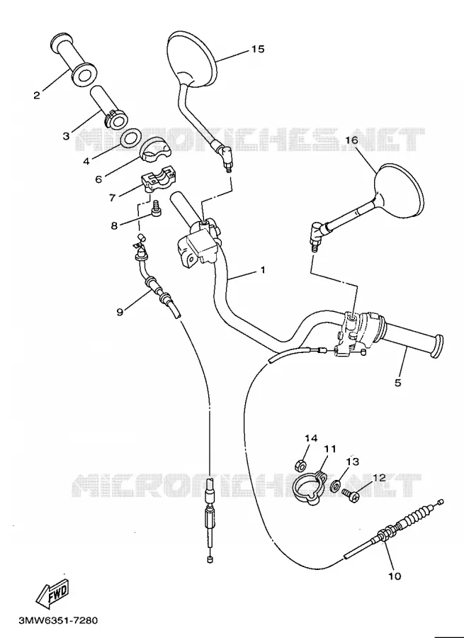 GUIDON ET CABLES Yamaha MOTO 125 1997 SR  SR125