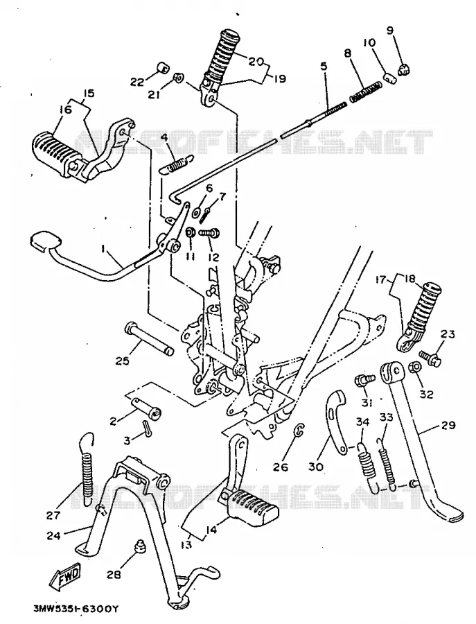 SUPPORT / REPOSE PIEDS Yamaha MOTO 125 1997 SR  SR125