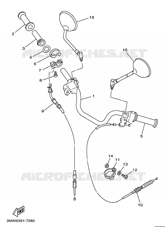 GUIDON ET CABLES Yamaha MOTO 125 1998 SR  SR125
