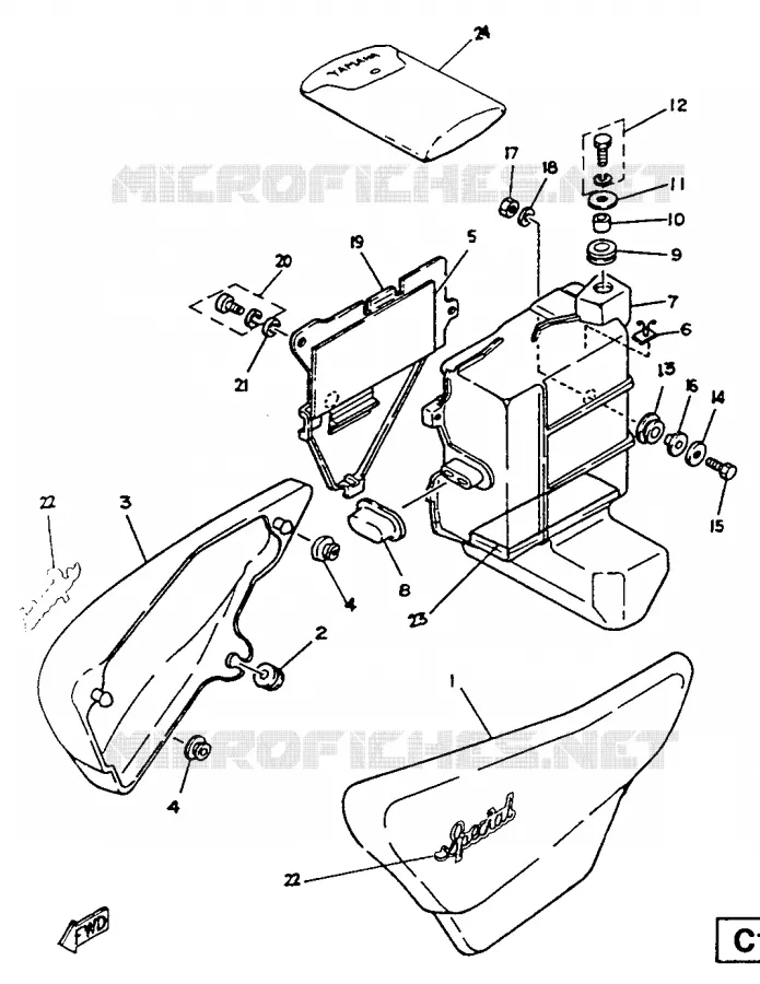 COUVERCLE LATERAL Yamaha MOTO 125 1988 SR  SR125SP