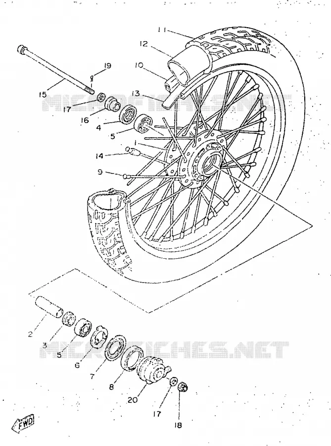 ROUE AVANT Yamaha MOTO 250 1996 SR  SR250