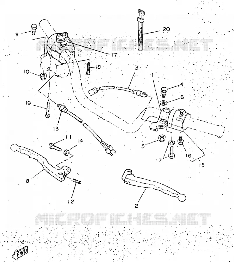 COMMODO / LEVIER Yamaha MOTO 250 1998 SR  SR250