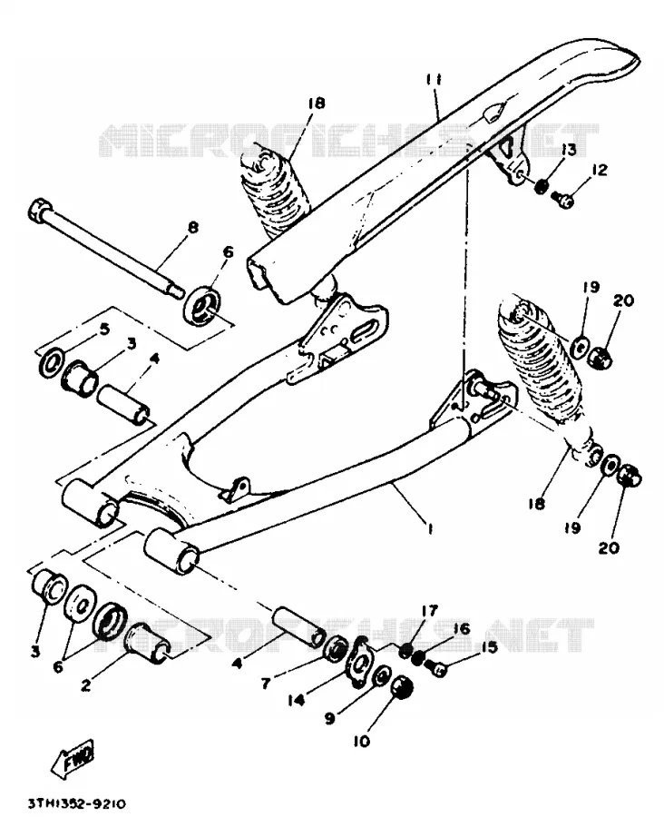 BRAS OSCILLANT / AMORTISSEUR Yamaha MOTO 250 1990 SR  SR250SP