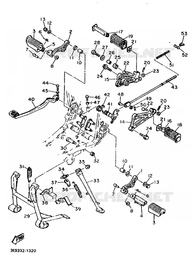 SUPPORT / REPOSE PIEDS Yamaha MOTO 500 1991 SR  SR500