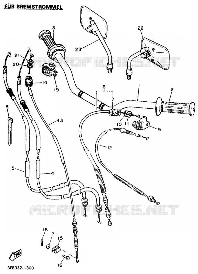 GUIDON ET CABLES - FREIN A TAMBOUR Yamaha MOTO 500 1991 SR  SR500