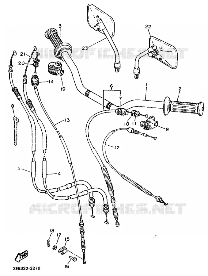 GUIDON ET CABLES Yamaha MOTO 500 1992 SR  SR500