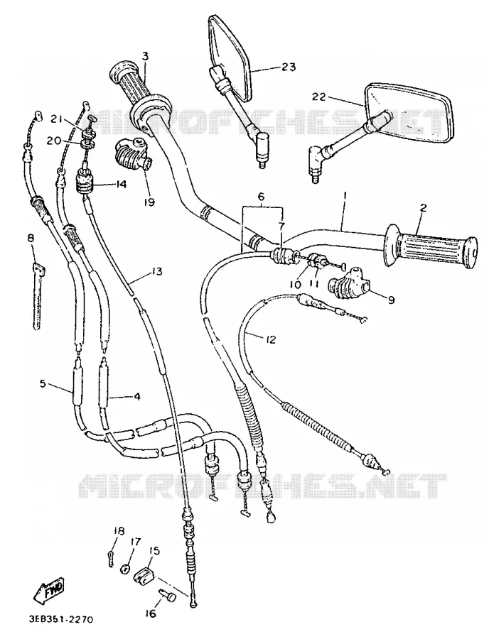 GUIDON ET CABLES Yamaha MOTO 500 1993 SR  SR500