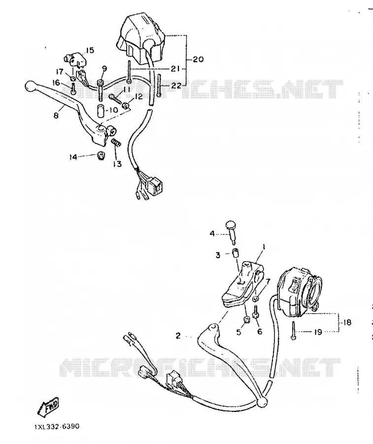 COMMODO / LEVIER Yamaha MOTO 600 1986 SRX  SRX600