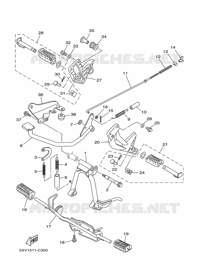 BEQUILLE / REPOSE PIEDS Yamaha SCOOTER 110 2005 CRYPTON  T110
