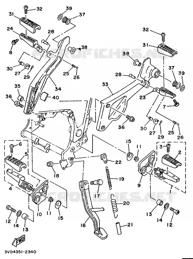 SUPPORT / REPOSE PIEDS Yamaha MOTO 850 1992 TDM  TDM850