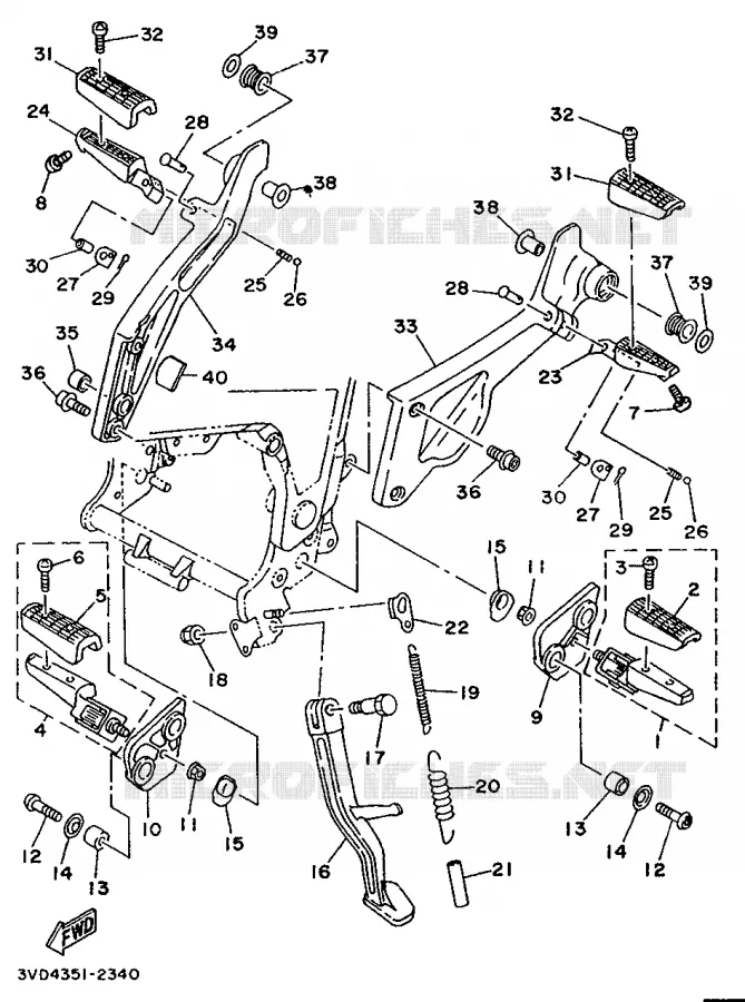 SUPPORT / REPOSE PIEDS Yamaha MOTO 850 1992 TDM  TDM850