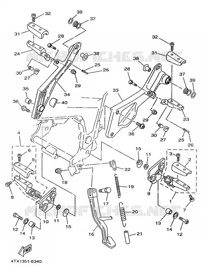 SUPPORT / REPOSE PIEDS Yamaha MOTO 850 1996 TDM  TDM850