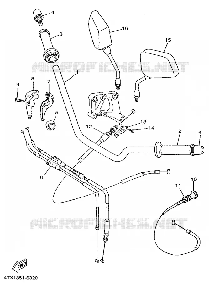 GUIDON ET CABLES Yamaha MOTO 850 1996 TDM  TDM850