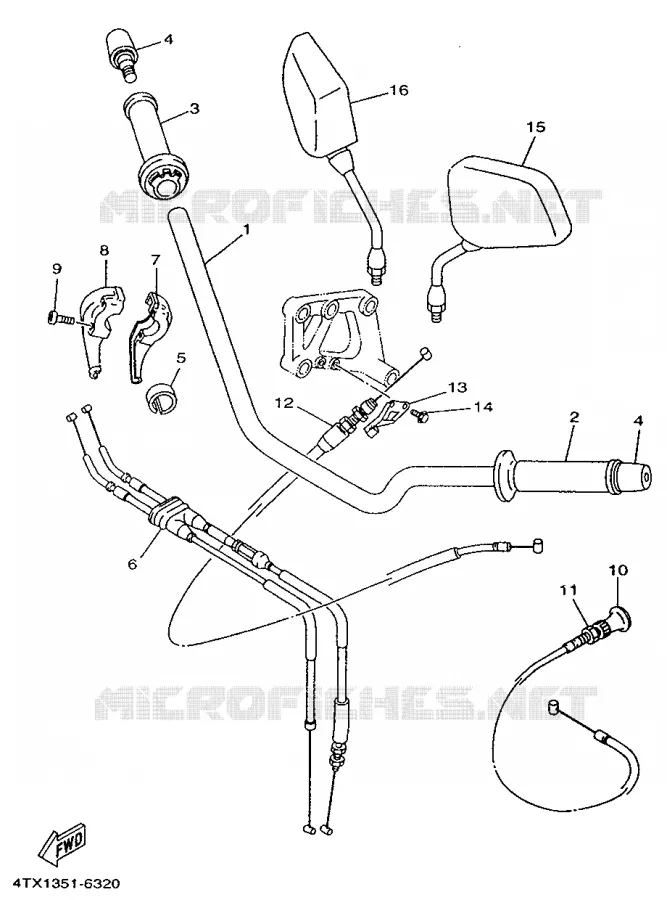 GUIDON ET CABLES Yamaha MOTO 850 1997 TDM  TDM850