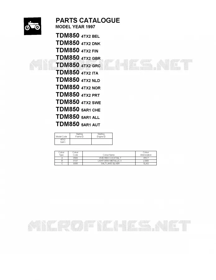 * CATALOG PREFACE * Yamaha MOTO 850 1997 TDM  TDM850