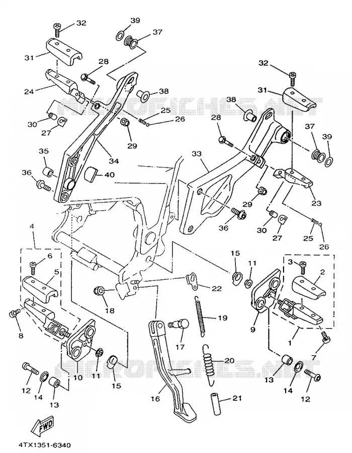 SUPPORT / REPOSE PIEDS Yamaha MOTO 850 1998 TDM  TDM850
