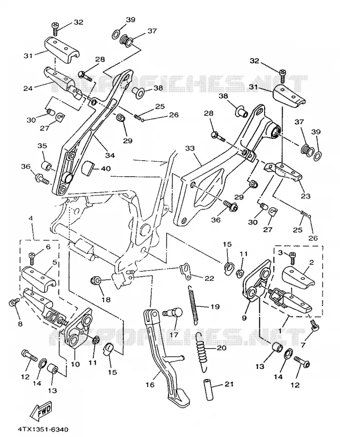 SUPPORT / REPOSE PIEDS Yamaha MOTO 850 1998 TDM  TDM850