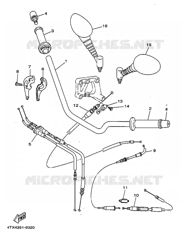 GUIDON ET CABLES Yamaha MOTO 850 1999 TDM  TDM850