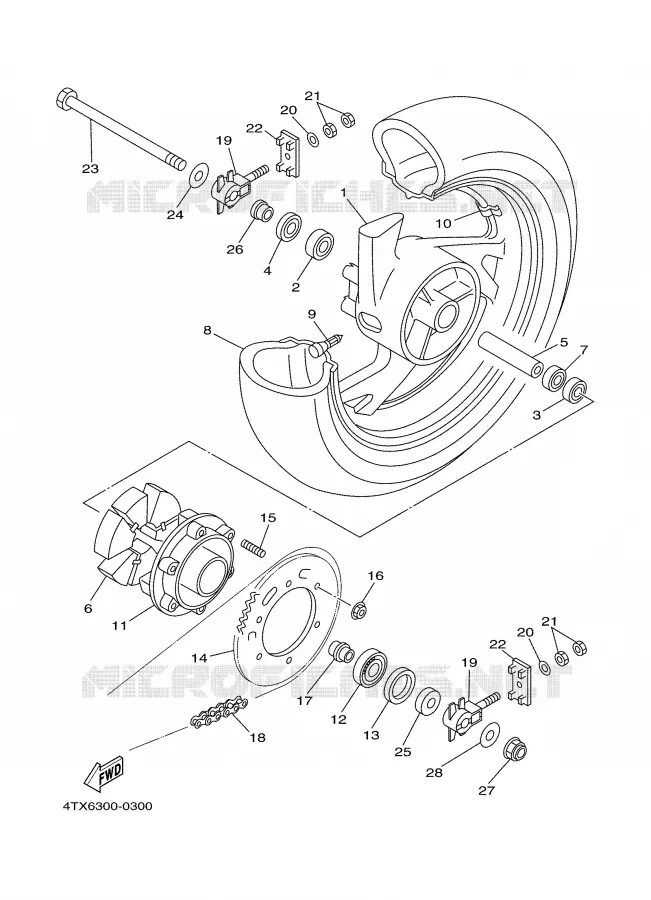ROUE ARRIERE Yamaha MOTO 850 2000 TDM  TDM850