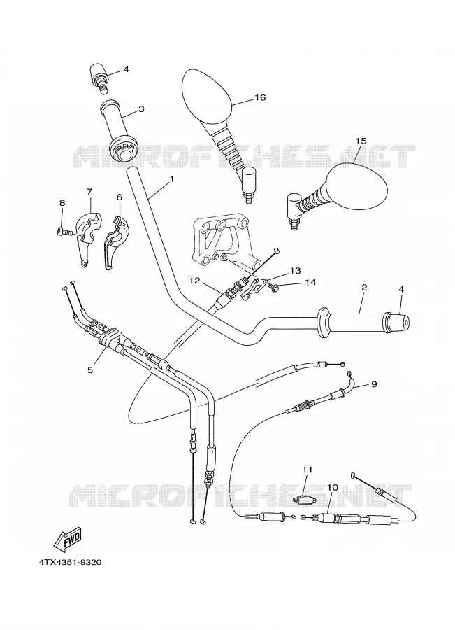 GUIDON ET CABLES Yamaha MOTO 850 2000 TDM  TDM850