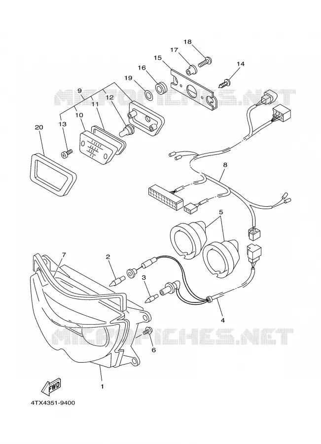 PHARE  Yamaha MOTO 850 2000 TDM  TDM850
