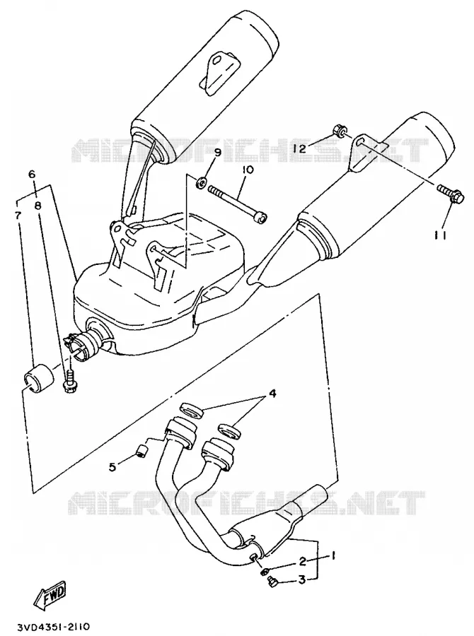 ECHAPPEMENT Yamaha MOTO 850 1994 TDM  TDM850F
