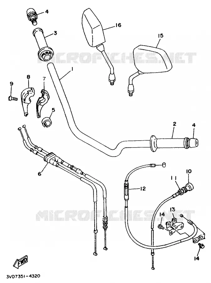GUIDON ET CABLES Yamaha MOTO 850 1994 TDM  TDM850F