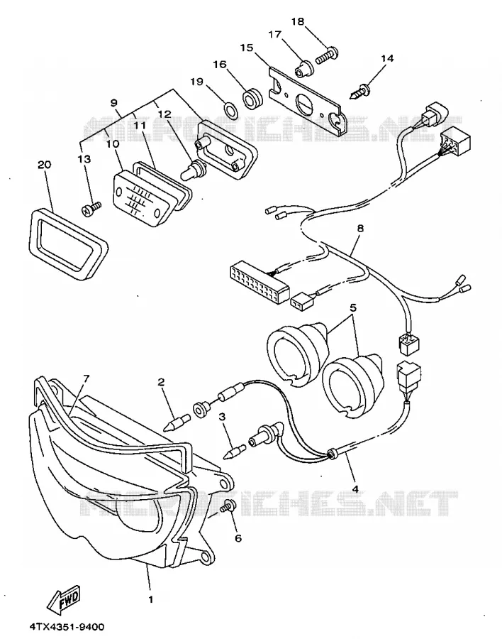 PHARE  Yamaha MOTO 850 1999 TDM  TDM850L