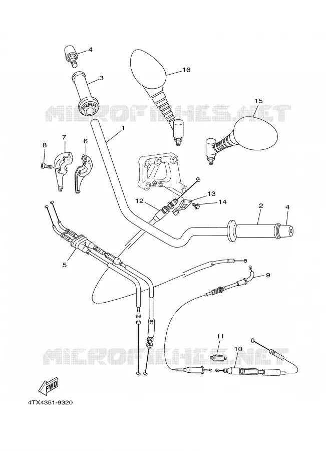 GUIDON ET CABLES Yamaha MOTO 850 2001 TDM  TDM850N