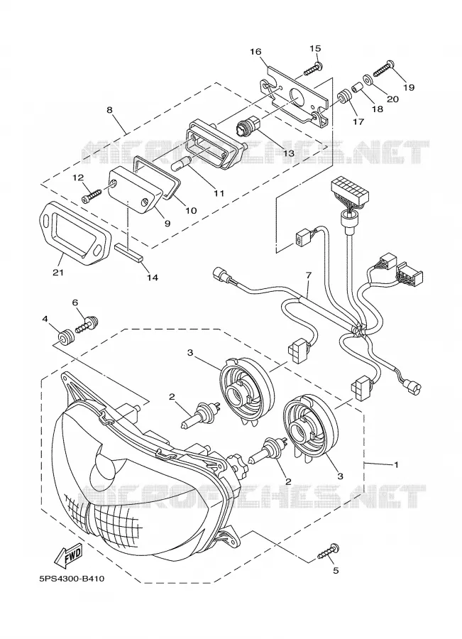 PHARE  Yamaha MOTO 900 2004 TDM  TDM900