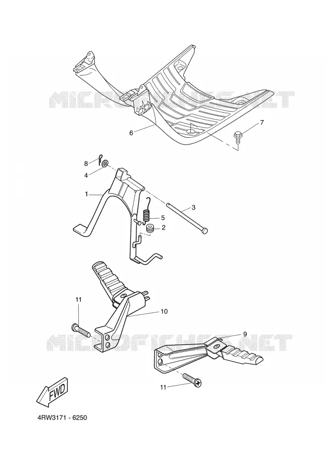 SUPPORT / REPOSE PIEDS Yamaha SCOOTER 50 2003 BW'S  CW50