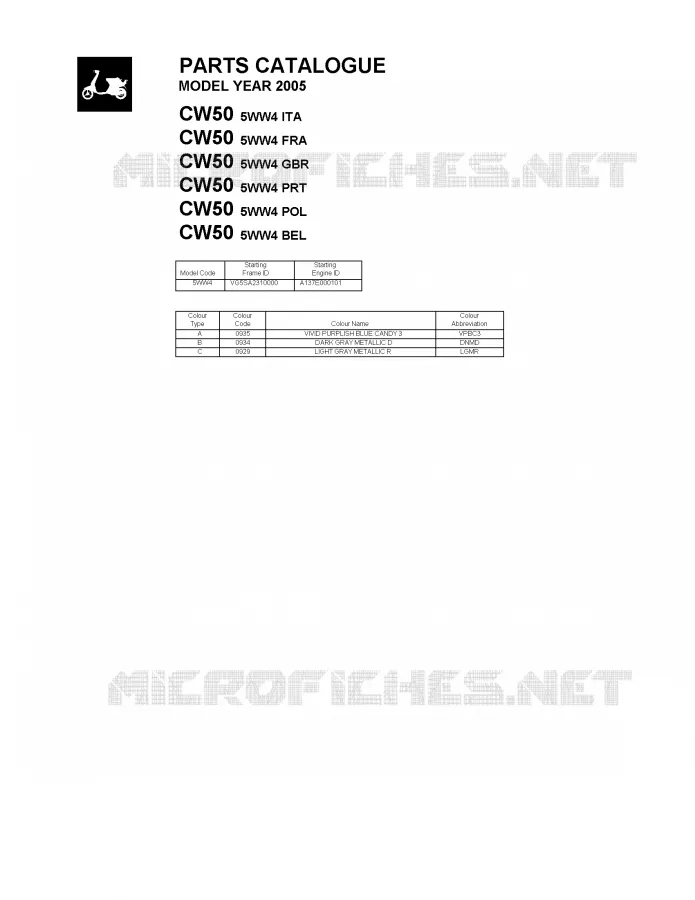 * CATALOG PREFACE * Yamaha SCOOTER 50 2005 BW'S  CW50