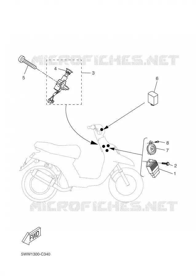 PARTIE ELECTRIQUE 1 Yamaha SCOOTER 50 2005 BW'S  CW50