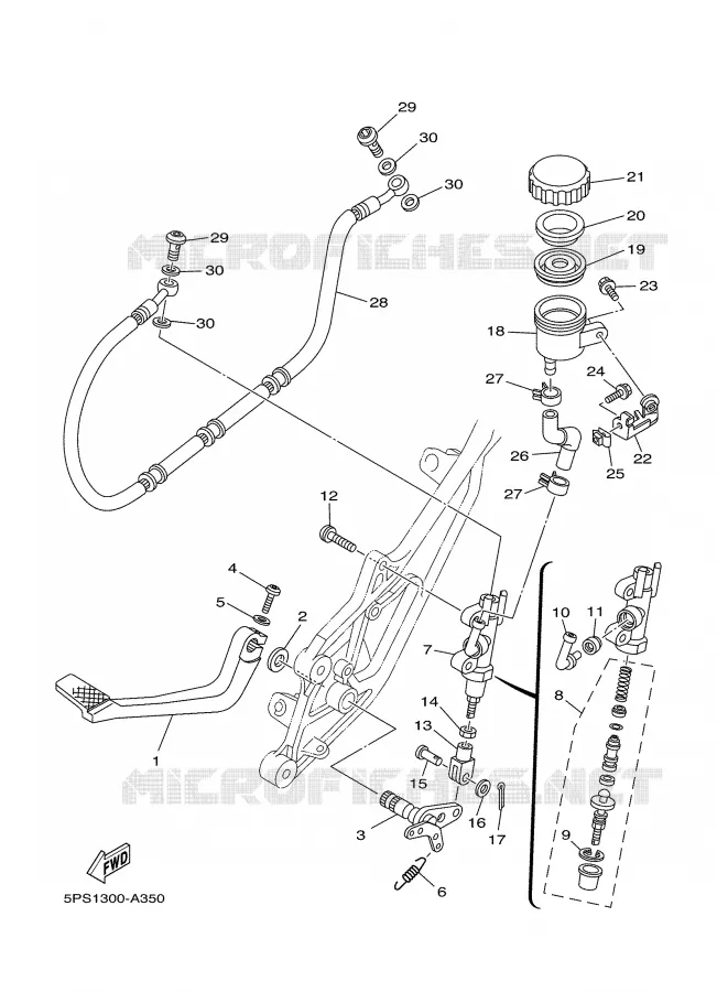 MAITRE CYLINDRE DE FREIN ARRIERE Yamaha MOTO 900 2002 TDM  TDM900P